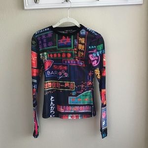 Neon lights mesh top